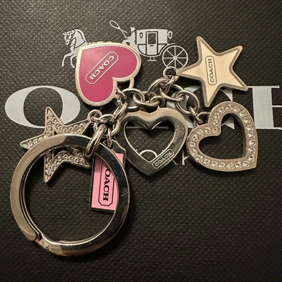 Coach Pink and Silver Heart Keychain - Picture 3 of 7